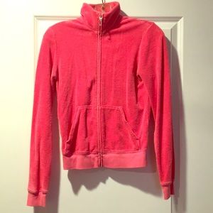 Juicy Couture pink terry cloth zip-up